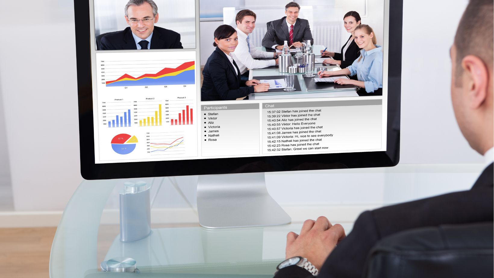 businessman video conferencing